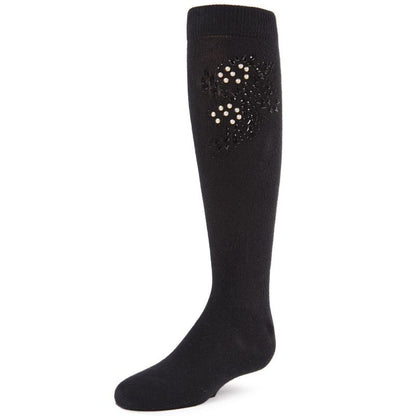 Memoi Jewel Mosaic Girls Combed Cotton Knee High Socks