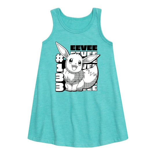فستان هابي إيفي الجذاب بدون أكمام بتصميم جرافيكي للفتيات - بوكيمون