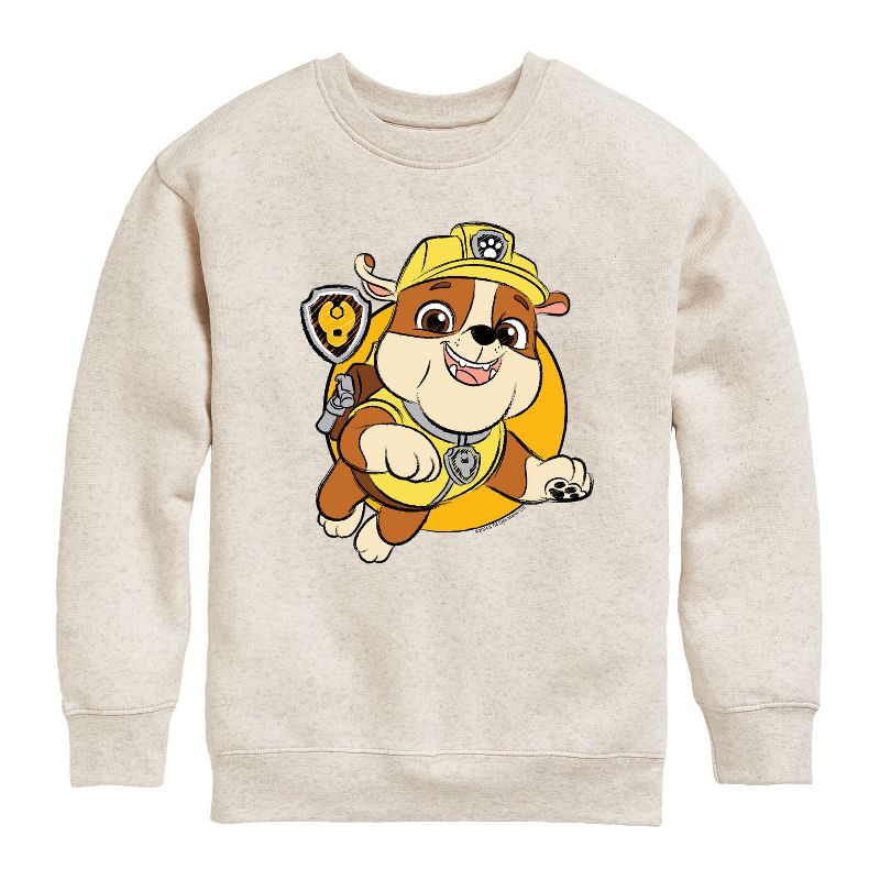 Boys' - Paw Patrol - Rubble Sketch Graphic Long Sleeve Fleece Sweatshirt