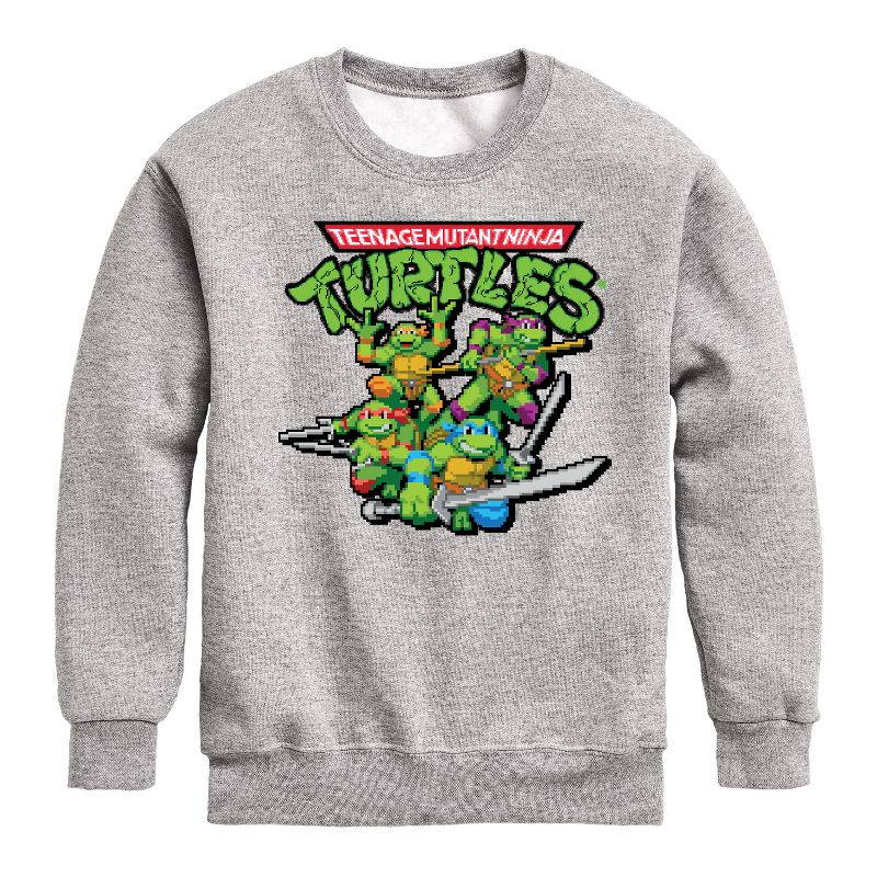 Boys' - Teenage Mutant Ninja Turtles - Gaming Group And Logo Graphic Long Sleeve Fleece Sweatshirt