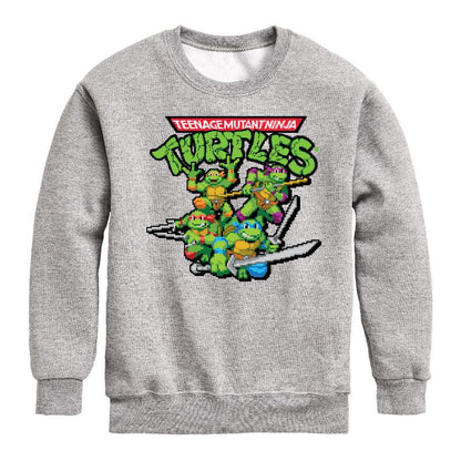 Boys' - Teenage Mutant Ninja Turtles - Gaming Group And Logo Graphic Long Sleeve Fleece Sweatshirt