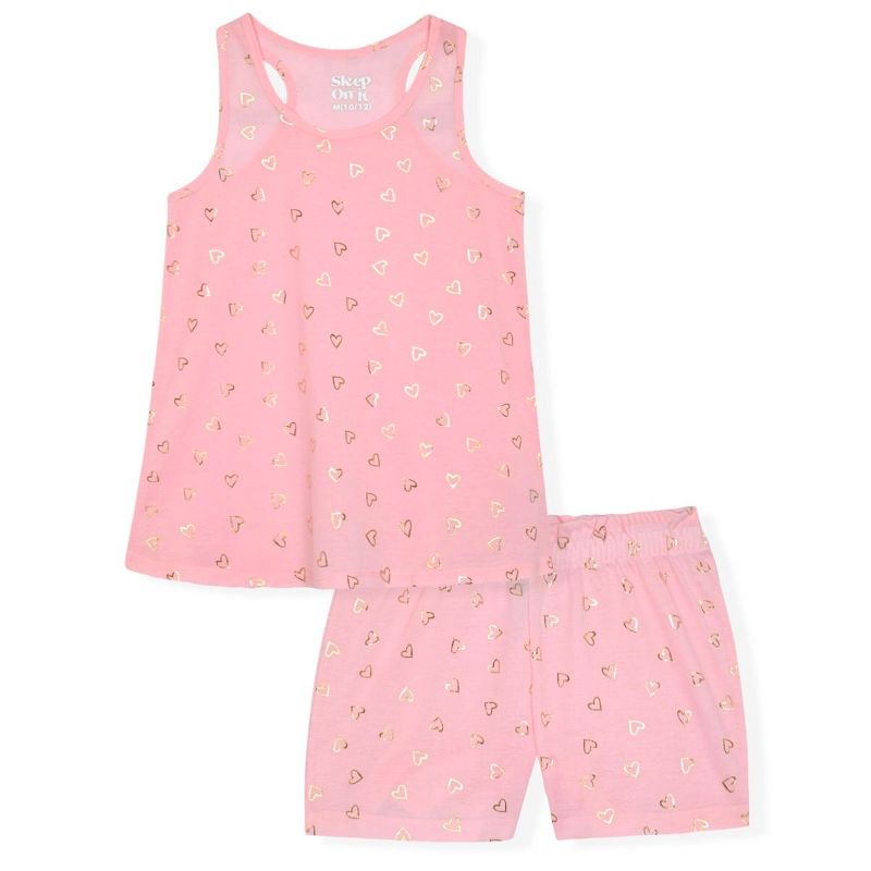 Sleep On It Girls 2-Piece Sleeveless Tank-Top Jersey Pajama Shorts Set with Matching Hair Scrunchie