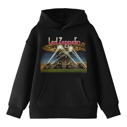 Led Zeppelin Searchlight Poster Long Sleeve Youth Black Hooded Sweatshirt