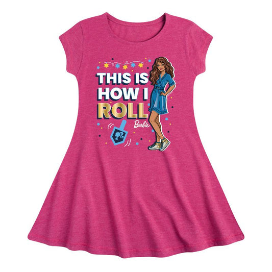 Girls' - Barbie - This is How I Roll Holiday Fit & Flair Cap Sleeve Dress