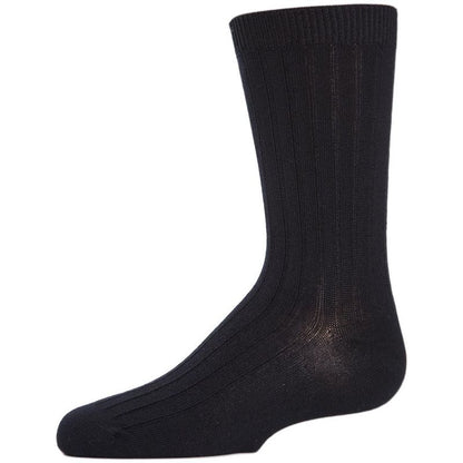 Memoi Boys' Essential Ribbed Mercerized Cotton Crew Socks