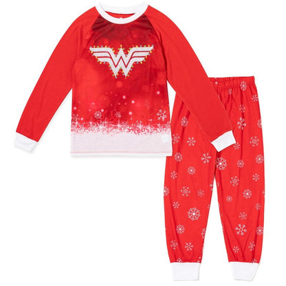 DC Comics Justice League Wonder Woman Girls Pullover Pajama Shirt and Pants Sleep Set Little Kid to Big Kid