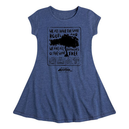Girls' - Avatar: The Last Airbender - Same Roots Fit & Flair Cap Sleeve Dress