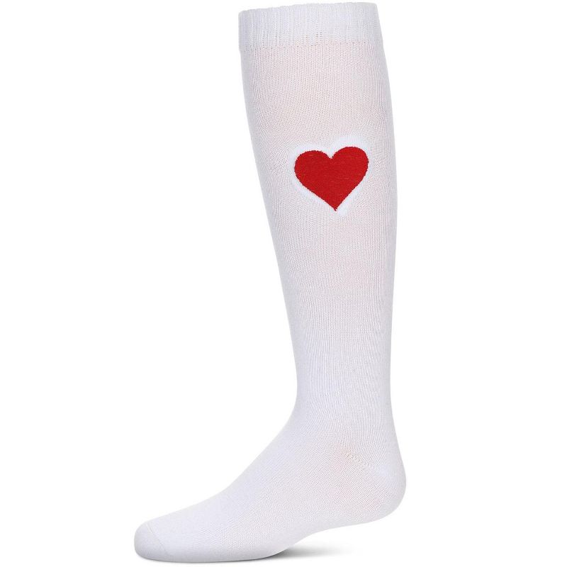 Memoi Girls' Fuzzy Heart Knee High Socks