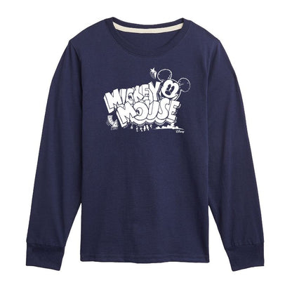 Boys' - Disney - Mickey Mouse Chalk Drawing Long Sleeve Graphic T-Shirt