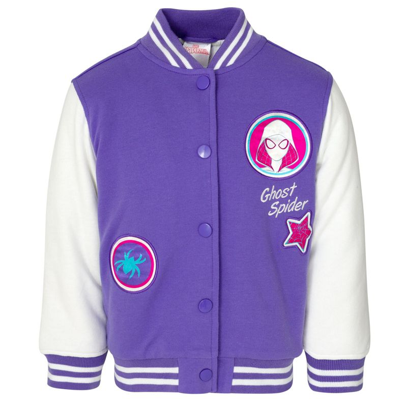 Marvel Spider-Man Spider-Gwen Girls Varsity Bomber Jacket Little Kid to Big