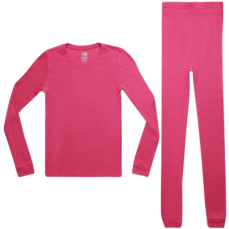 Just Love Girls Solid Pajama Sets - Snug Fitting Ribbed PJ Tops & Bottoms for Girls