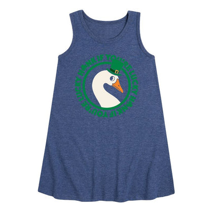 Girls' - Instant Message - St. Patrick's Day Honk If Lucky Graphic Sleeveless Aline Dress