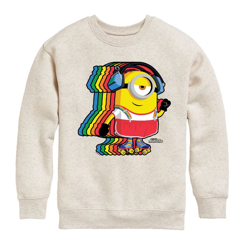 Boys' - Despicable Me Minions - Retro Rainbow Skater Graphic Long Sleeve Fleece Sweatshirt