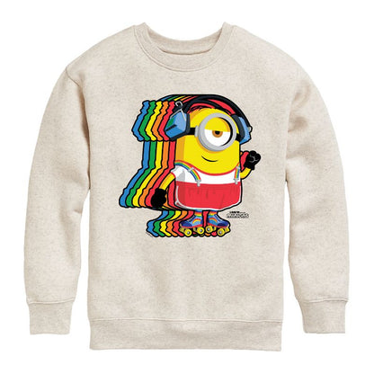 Boys' - Despicable Me Minions - Retro Rainbow Skater Graphic Long Sleeve Fleece Sweatshirt