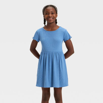 Girls' Short Sleeve Ribbed Dress - Cat & Jack