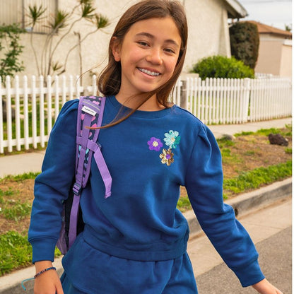 بلوزة Lands' End للأطفال برقبة دائرية وأكتاف منتفخة