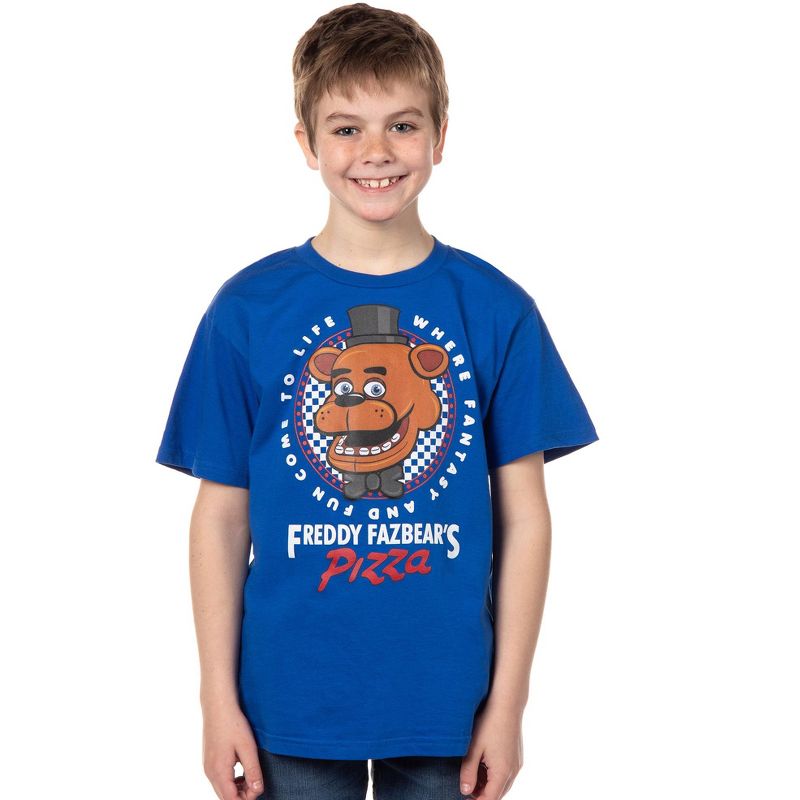 تي شيرت شبابي من Seven Times Six Five Nights At Freddy's Pizza Boys باللون الأزرق الجميل