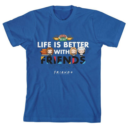 تي شيرت أزرق ملكي للأولاد من مسلسل "الحياة أفضل مع الأصدقاء" من Bioworld Friends TV