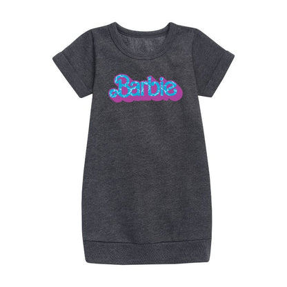 Girls' - Barbie - Pool Water Reflection Graphic Short Sleeve Fleece Dress