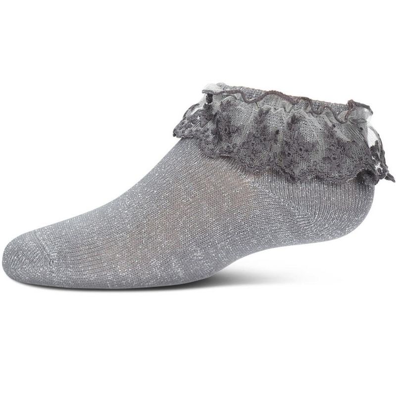 Memoi Girls' Step and Shimmer Ruffle Anklet Socks
