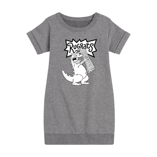 Girls' - Rugrats - Reptar Tokyo Graphic Short Sleeve Fleece Dress