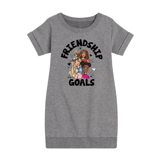 Girls' - Barbie - Friendship Goals Graphic Short Sleeve Fleece Dress