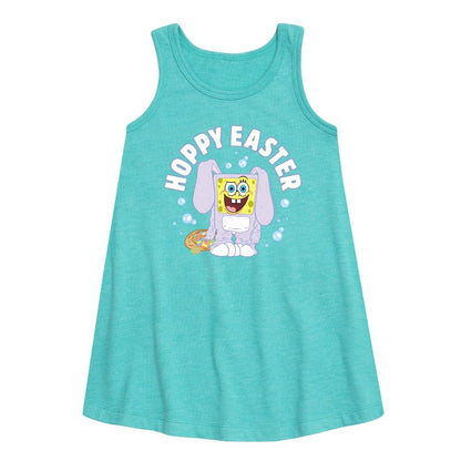 Girls' - SpongeBob Squarepants - Hoppy Easter Graphic Sleeveless Aline Dress