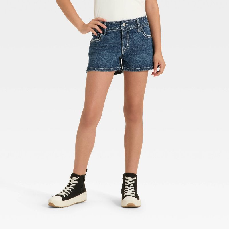 Girls' Mid-Rise Shortie Denim Shorts - art class™