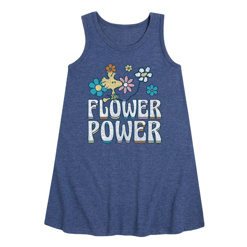 Girls' - Peanuts - Flower Power Graphic Sleeveless Aline Dress