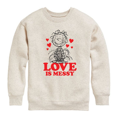Boys' - Peanuts - Pigpen Love Is Messy Graphic Long Sleeve Fleece Sweatshirt
