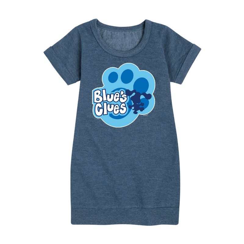 Girls' - Blue's Clues & You! - Blue Clues Paw Logo Graphic Short Sleeve Fleece Dress