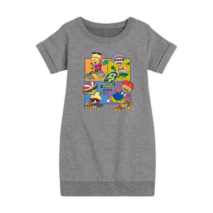 Girls' - Rocket Power - Skate Life Graphic Short Sleeve Fleece Dress