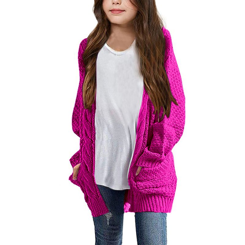 Cardigan for Girls Open Front Sweater Long Sleeve Loose Fit Sweater Jacket