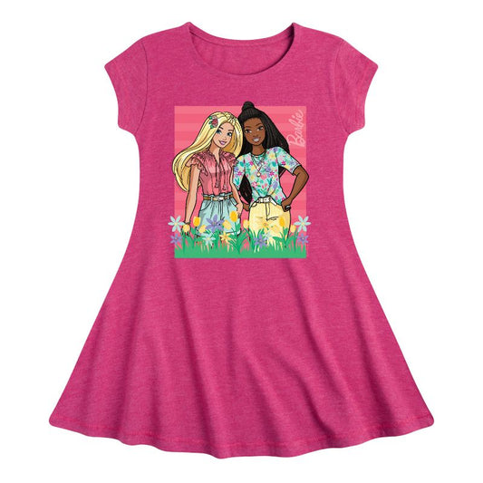 Girls' - Barbie - Easter Fit & Flair Cap Sleeve Dress