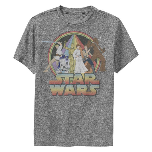 تي شيرت أداء فريق Star Wars: A New Hope Distressed Rainbow للأولاد