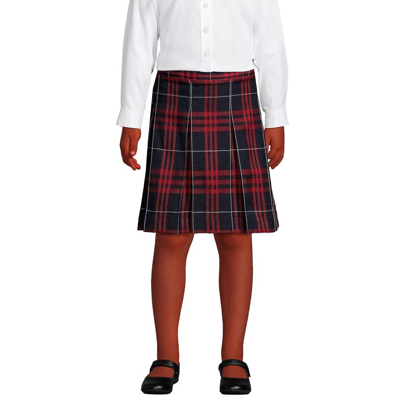 Lands' End School Uniform Kids Plaid Box Pleat Skirt Top of the Knee