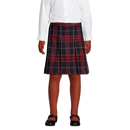 Lands' End School Uniform Kids Plaid Box Pleat Skirt Top of the Knee