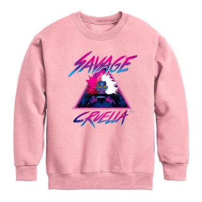 Boys' - Disney Villains - Cruella Savage Graphic Long Sleeve Fleece Sweatshirt