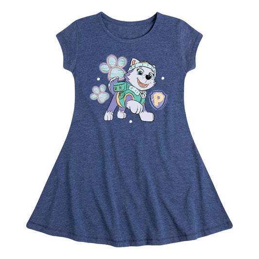 Girls' - Paw Patrol - Everest Sketch Fit & Flair Cap Sleeve Dress