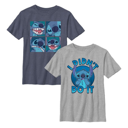 Boys Lilo & Stitch I Didn't Do It Faces 2-Pack T Shirts