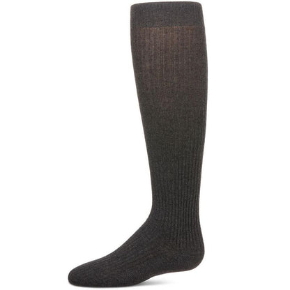 Memoi Thin Ribbed Girls Cotton Blend Knee High Sock