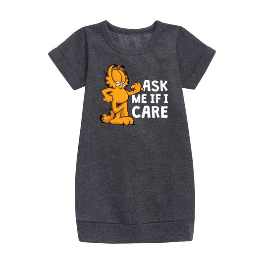 Girls' - Garfield - Ask Me If I Care Graphic Short Sleeve Fleece Dress
