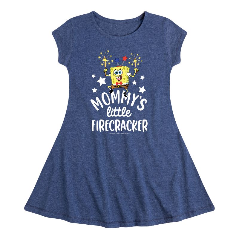 Girls' - SpongeBob SquarePants - Mommy's Little Firecracker Fit & Flair Cap Sleeve Dress