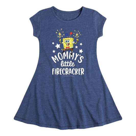 Girls' - SpongeBob SquarePants - Mommy's Little Firecracker Fit & Flair Cap Sleeve Dress