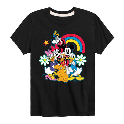 Boys' - Disney - Character Group Rainbow Flower Short Sleeve Graphic T-Shirt