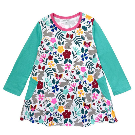 أرانب قابلة للتغليف في فستان حديقة مزهر