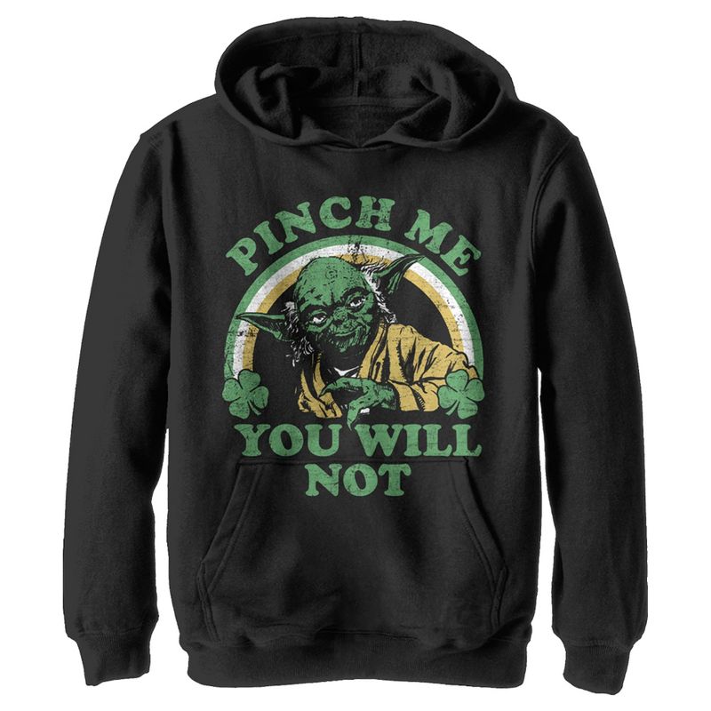 هودي ستار وورز يودا للأولاد مطبوع عليه عبارة "اقرصني، لن تسحبني" في عيد القديس باتريك