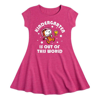 Girls' - Peanuts - Kindergarten Just Got Cooler Fit & Flair Cap Sleeve Dress