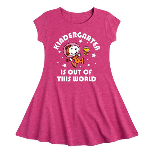 Girls' - Peanuts - Kindergarten Just Got Cooler Fit & Flair Cap Sleeve Dress