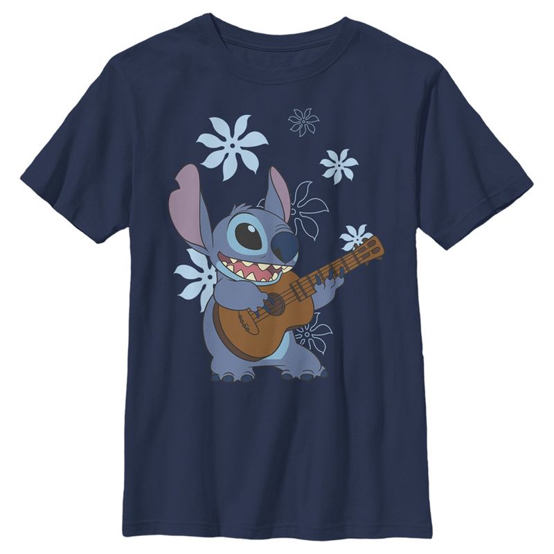 Boy's Lilo & Stitch Floral Ukulele Dance T-Shirt